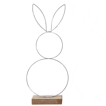 Metalhare 11 x 4,5 x 27 cm på træfod hvid
